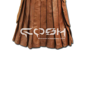 COSH KILTS Kilt de cuero marrón Premium hecho a mano con bolsillos utilitarios y diseño duradero para un estilo atemporal - Product Image 6