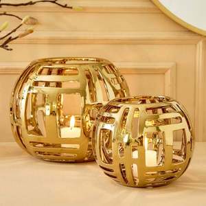 Portavelas de Metal de latón grueso Portavelas de lujo Nuevo diseño de moda Soporte de vela de alto acabado Hogar Navidad - Product Image 2