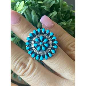 Bague en argent sterling avec turquoise Sleeping Beauty, faite à la main au sud-ouest, taille 6.75 - Product Image 2