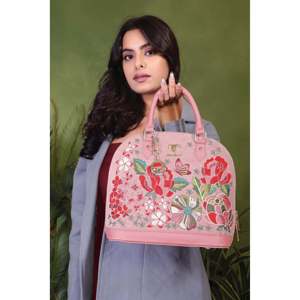 Embroidered Leather <b>Wedding</b> Handbag for Women-Pink Evening <b>Clutch</b> - Product Image 4
