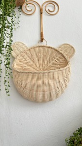 Natural Rattan <b>Cute</b> <b>Bear</b> Circle Wall Basket Handmade Eco-Friendly Storage Baskets Modern Multifunction Made in Hanoi - Product Image 2