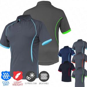 Chemise de travail sportive respirante à col, tricotée unie, haute visibilité contrastée, à manches courtes, pour homme - Product Image 4