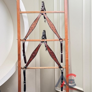 El más nuevo cuello de pecho occidental de cuero mecanizado a mano con diseño Floral tachuela de caballo ajustable para Trail Rodeo Roping & Ranch Riding - Product Image 1