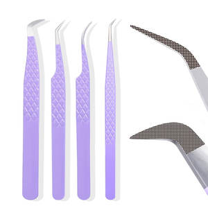 Pinzas para pestañas con punta de fibra de acero inoxidable con etiqueta privada y logotipo personalizado Pinzas para pestañas de acero inoxidable de alta calidad - Product Image 1