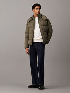 Chaqueta Acolchada Impermeable de Nailon Delgada para Hombre, Corte Regular, con Capucha, Cierre, Bolsillos en la Cintura, Ropa de Abrigo de Invierno, Estilo Urbano - Product Image 6