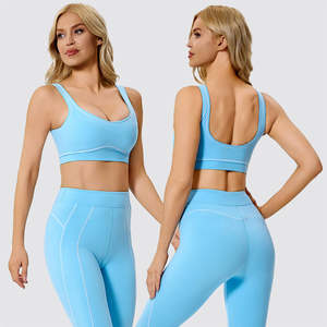 Logo personnalisé femmes séchage rapide vêtements d'entraînement sport soutien-gorge leggings 2 pièces costume Gym Fitness ensembles Yoga ensemble pour les femmes - Product Image 2