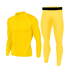 Collants d'entraînement de sport de compression à taille élastique avec logo personnalisé sur toute la longueur avec chemise à manches longues ensemble de leggings sublimés - Product Image 1