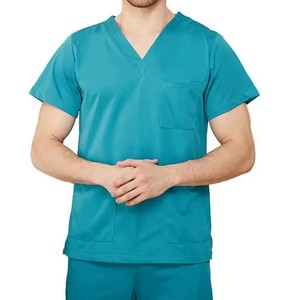 Uniformes de gommage d'infirmière médicale 3 poches pour le personnel hospitalier, vêtements hauts en coton imprimé noir, nouveaux modèles Offre Spéciale - Product Image 2