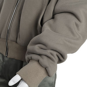 Venta al por mayor de los hombres lavado ácido sudadera con cremallera con bordado transpirable hombro personalizable-para el invierno - Product Image 6