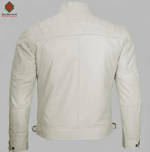 Blouson d'hiver décontracté pour homme en cuir synthétique fait main, style vintage motard avec col montant et fermeture éclair - Product Image 2