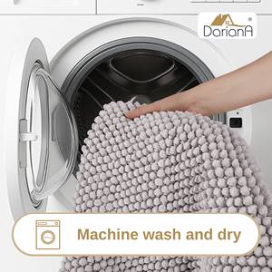 Tapis de bain rectangulaire gris en coton tufté, antidérapant, épais et moelleux, style scandinave, lavable en machine, pour usage domestique - Product Image 6