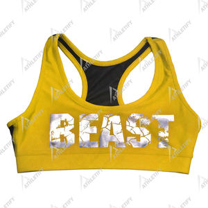 Custom High Support <b>Racerback</b> Sports <b>Bra</b> for Women Soft Breathable Stretch Fabric Sustainable Gym Workout <b>Bra</b> with Simple Style - Product Image 4