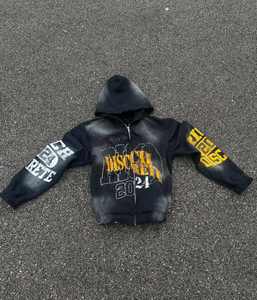 Chándal bordado personalizado lavado ácido algodón OEM producción streetwear conjunto Etiqueta Privada soporte a granel al por mayor rápido - Product Image 5