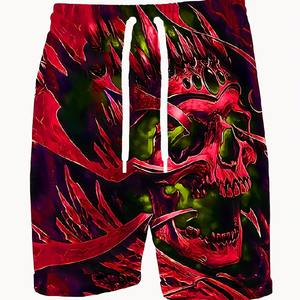 Summer Men's Skull 3D Pattern Comfy <b>Shorts</b> Oversized Casual Elastic Waist Drawstring <b>Shorts</b> Beach And Basketball Sport <b>Shorts</b> - Product Image 5