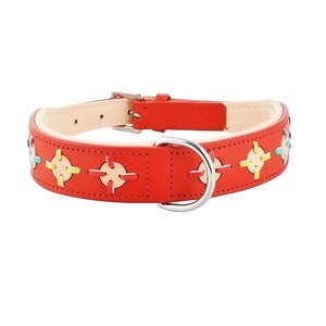 Collar de perro de cuero de vaca genuino de calidad 100% de grado A estilo moderno con patrón sólido duradero acolchado suave fabricante al por mayor - Product Image 2