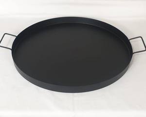 Handmade <b>Black</b> Powder Coated round Metal <b>Serving</b> <b>Tray</b> with Handle Eco-Friendly Decorative Feature - Product Image 1