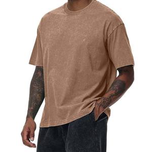 T-shirt personnalisé en coton léger surdimensionné à tricot uni, lavage vintage, séchage rapide, respirant, personnalisé pour homme - Product Image 3