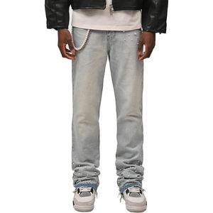 Jeans skinny en denim stretch à taille haute de qualité supérieure, pantalons jeans en denim respirants empilés de style européen Street Wear - Product Image 1