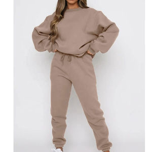 Logo personnalisé grande taille tenue décontracté mode 2 pièces à capuche ensemble survêtement sweat pantalon de survêtement survêtement pour femmes - Product Image 6