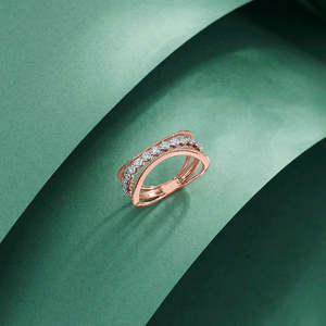 แหวนทองคำชุบ 18K ลายเรขาคณิตสำหรับผู้หญิง - Product Image 1