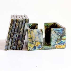 ชุดถาดรองแก้วลาบราดอไรต์4นิ้วทำจากหินอัญมณีคริสตัลทรงหลวมสำหรับตกแต่งบ้าน - Product Image 2