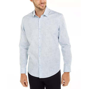 Camicia Alfani da Uomo Classica Blu a Quadri Astratti 100% Cotone Popeline Antipiega Moda Business Taglia L Fornitura ODM - Product Image 1