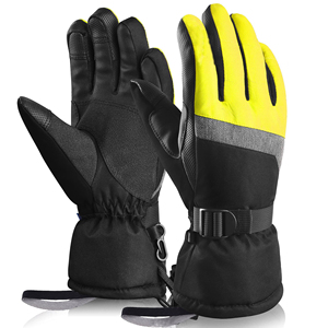 Guante de nieve de esquí de invierno para hombre de gran venta hecho de tela impermeable laminada de poliuretano/forro polar interior de cuero genuino - Product Image 1