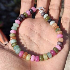 Tigers Eye 8mm Rondelle Smooth Beads 925 Silver Adjustable Gemstone Bracelet Natural Color Women's Children's <b>Valentine</b> <b>Gift</b> - Product Image 1