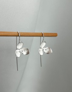 18K Gold Vermeil Lightweight 925 Sterling <b>Silver</b> Flower Dangle <b>Earrings</b> Minimalist Fine Jewelry for Women for Daily Wear Gift - Product Image 2