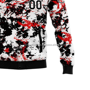 Chaqueta universitaria personalizada con logotipo frontal de cuello levantado bordado intrincado-Modelo de patrón detallado de lana y cuero 2017 - Product Image 6