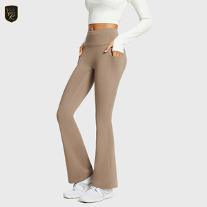 Pantalones de Yoga de Alta Calidad para Mujer, Corte Acampanado, Color Sólido, Secado Rápido, Suaves, Elásticos, Ecológicos, Ropa Deportiva Flexible para Yoga y Gimnasio - Product Image 2