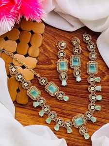 Conjuntos de joyería de piedra de circón de lujo a la moda, collar Artificial, pendientes, ropa de fiesta para mujer, conjunto de pendientes y Collar para mujer - Product Image 3