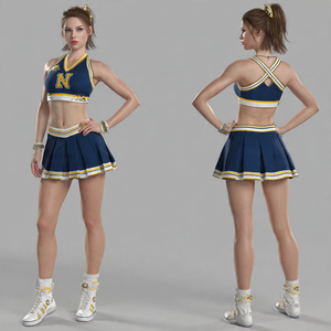 Tops de cheerleading imprimés sans manches pour femmes, jupes de cheerleading sportives, robes d'entraînement de cheerleading pour femmes - Product Image 4