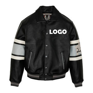 เสื้อแจ็คเก็ตวาร์ซิตี้ผู้ชายแบบกำหนดเอง สไตล์ลำลอง ไซส์ XL ผ้าโพลีเอสเตอร์ระบายอากาศ แขนหนังเด็ก  แบบเรียบ ไม่มีลาย  ปักอักษร  แบบเลตเตอร์แมน - Product Image 1