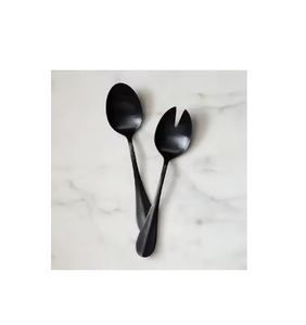 ชุดเซิฟเวอร์สลัดทำจากโลหะมีด้ามจับเรซินสีดำสำหรับเสิร์ฟเครื่องครัวและบนโต๊ะ - Product Image 2