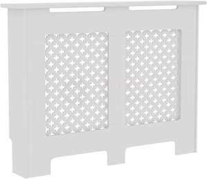 Copritermosifone Moderno in <span class=keywords><strong>Legno</strong></span> MDF Bianco per Casa Soggiorno Camera da Letto Bagno S M L Griglia a Listelli Elegante Mobiletto per Riscaldamento con Mensola - Product Image 4