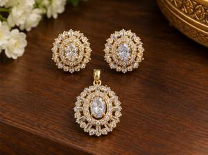 Juego de Collar y Aretes Étnicos con Flores, Chapados en Oro y Aleación de Cobre, para Mujer, para Bodas, Marca TISHYA - Product Image 1