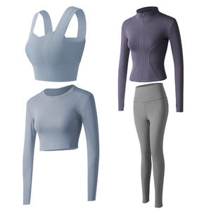 Conjunto de Yoga Premium de 3 Piezas para Mujer, Cintura Alta, Secado Rápido, Transpirable, Leggings Elásticos y Sujetador Deportivo con Cierre de Cordón y Estampado de Malla - Product Image 4
