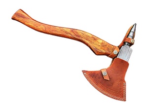 ขวานโทมาฮอว์กใบมีดคู่ทำจากเหล็กดามัสกัสเกรดอุตสาหกรรมงานบริการ OEM ODM งานตามสั่ง - Product Image 6