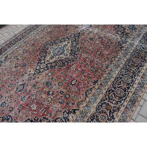 Tapis vintage 9,4 x 12,6 pieds, tapis bleu oriental en laine - Product Image 5