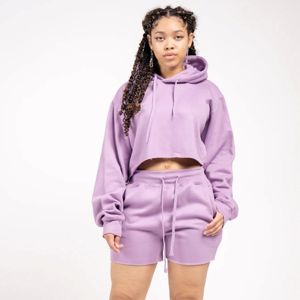 <b>Women</b> Crop <b>Top</b> <b>Fleece</b> Short Set - Trendy and Comfortable Two-Piece Loungewear Perfect <b>for</b> Casual Wear and Lounging Indoors - Product Image 5