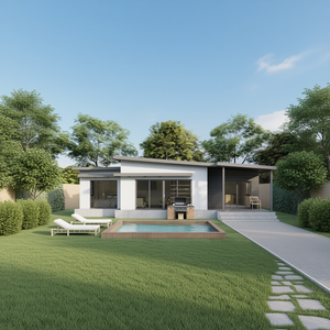 Maison préfabriquée à un étage, espace de vie extérieur confortable pour l'été - Product Image 3