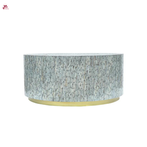 Mesa de Centro Hecha a Mano con Incrustaciones de Nácar Azul, Mueble Elegante con Incrustaciones de Concha para Sala de Estar Contemporánea - Product Image 2