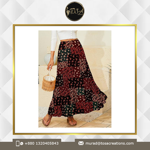<b>Women's</b> Casual Tassel Pleated Design <b>Skirt</b> 100% Quality Assured Digital Printing Breathable Natural Waistline Reasonable Price - Product Image 2