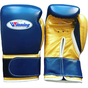 Gants de boxe professionnels en cuir doré marine avec fermeture velcro au poignet, pour l'entraînement et le sparring, pour hommes et femmes - Product Image 1