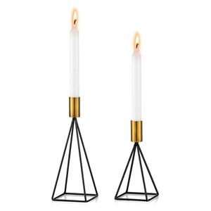 Soporte de vela de base rectangular de cuatro cilindros negro moderno con acabado metálico confiable para decoración interior de Navidad - Product Image 6