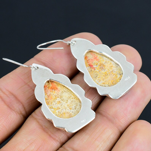 ต่างหูพลอยปะการังเงินสเตอร์ลิง925ต่างหูแบบฝรั่งเศสต่างหูแบบห้อยต่างหูเงินสำหรับผู้หญิงและเด็กผู้หญิงขายส่ง - Product Image 4