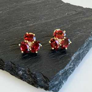 Mentor Gift Red <b>Garnet</b> Floral Post Stud <b>Earrings</b> 925 Sterling Silver January Birthstone Keepsake Thank You Present Idea Always - Product Image 1