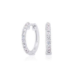 Pendientes de Aro con Diamantes Cultivados en Laboratorio Certificados por IGI, Oro Blanco de 14K, Aros Pequeños Tipo Huggie, Joyería Fina Minimalista para Uso Diario, Regalo - Product Image 1