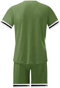 Streetwear d'été unisexe 2 pièces ensemble broderie sérigraphie motif écossais Logo personnalisé culture t-shirt short survêtement pour hommes - Product Image 5